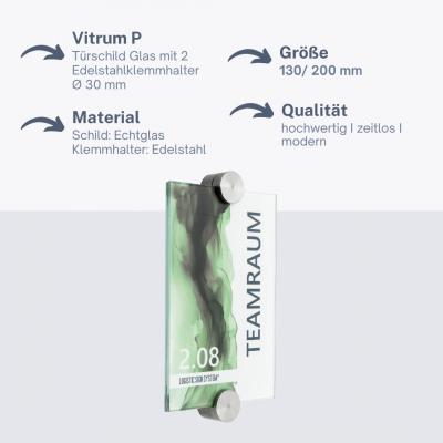 Tuerschild VITRUM P Glasschild fuer Buero 130 200 mm